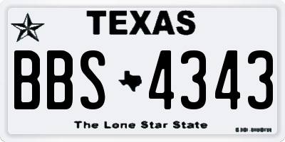TX license plate BBS4343