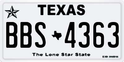 TX license plate BBS4363