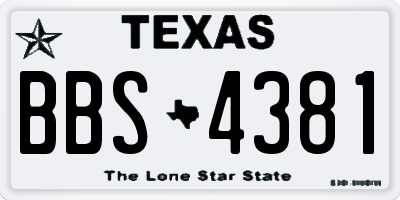 TX license plate BBS4381