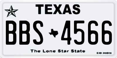 TX license plate BBS4566