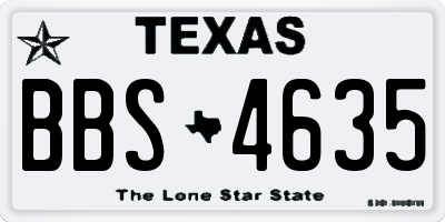 TX license plate BBS4635