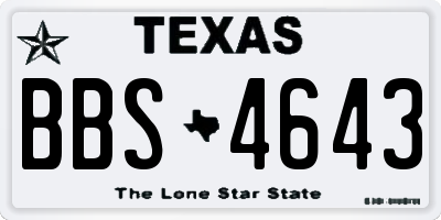 TX license plate BBS4643