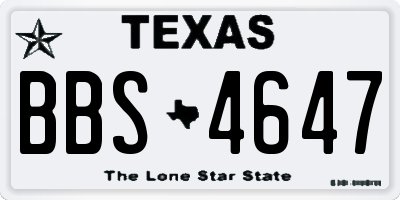 TX license plate BBS4647