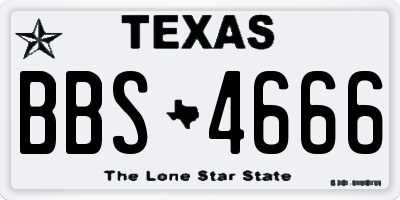 TX license plate BBS4666