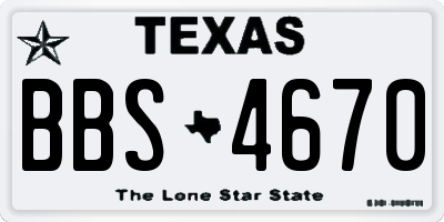 TX license plate BBS4670