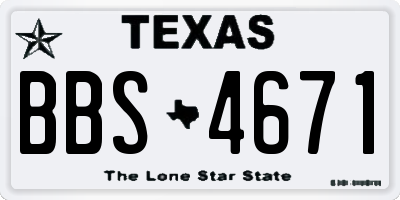 TX license plate BBS4671