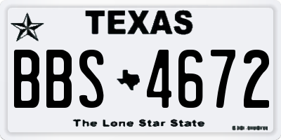 TX license plate BBS4672