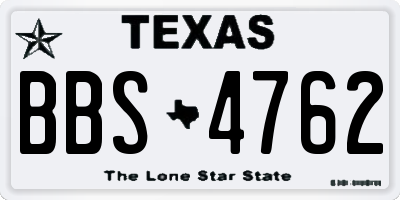 TX license plate BBS4762