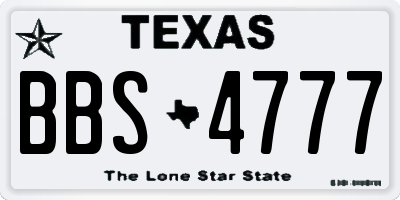 TX license plate BBS4777