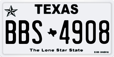 TX license plate BBS4908