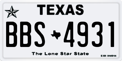 TX license plate BBS4931