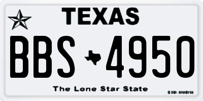 TX license plate BBS4950