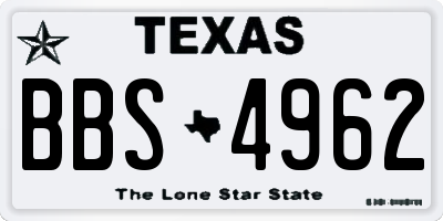 TX license plate BBS4962