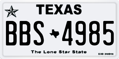 TX license plate BBS4985
