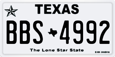 TX license plate BBS4992