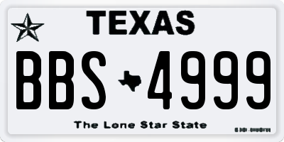 TX license plate BBS4999