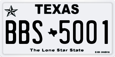 TX license plate BBS5001