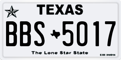 TX license plate BBS5017