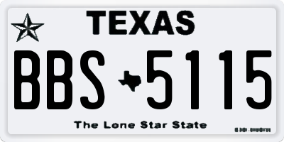 TX license plate BBS5115