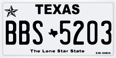 TX license plate BBS5203