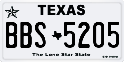TX license plate BBS5205