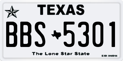 TX license plate BBS5301