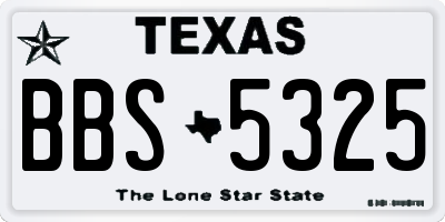 TX license plate BBS5325