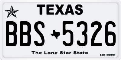TX license plate BBS5326