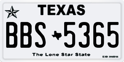 TX license plate BBS5365
