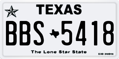 TX license plate BBS5418