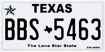 TX license plate BBS5463