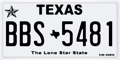 TX license plate BBS5481