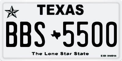 TX license plate BBS5500