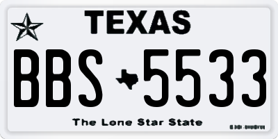 TX license plate BBS5533