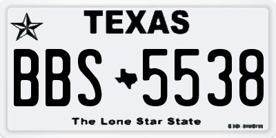 TX license plate BBS5538