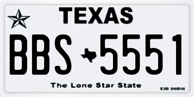 TX license plate BBS5551