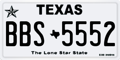 TX license plate BBS5552