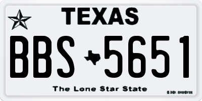 TX license plate BBS5651