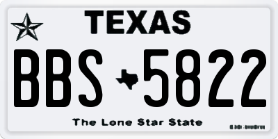 TX license plate BBS5822