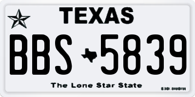 TX license plate BBS5839