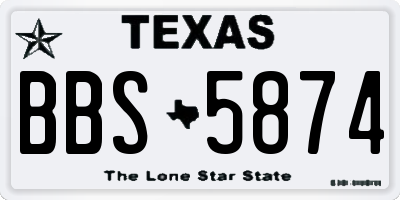 TX license plate BBS5874