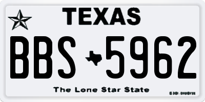 TX license plate BBS5962