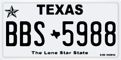 TX license plate BBS5988