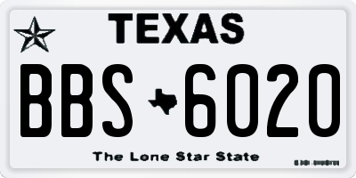 TX license plate BBS6020