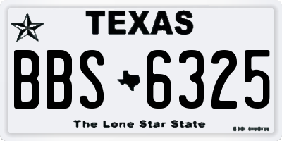 TX license plate BBS6325