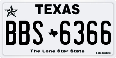 TX license plate BBS6366