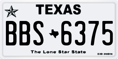 TX license plate BBS6375