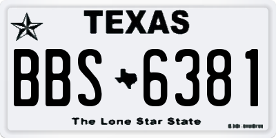 TX license plate BBS6381
