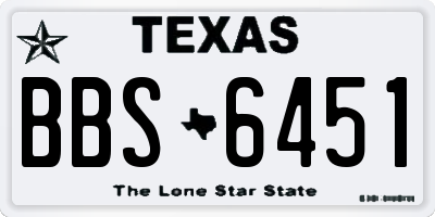 TX license plate BBS6451