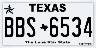 TX license plate BBS6534